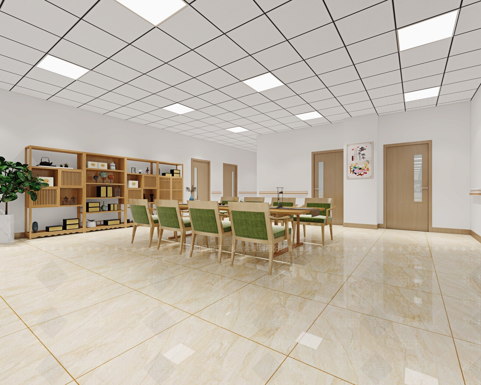 现代疗养院病房3D模型下载【ID:1124196705】