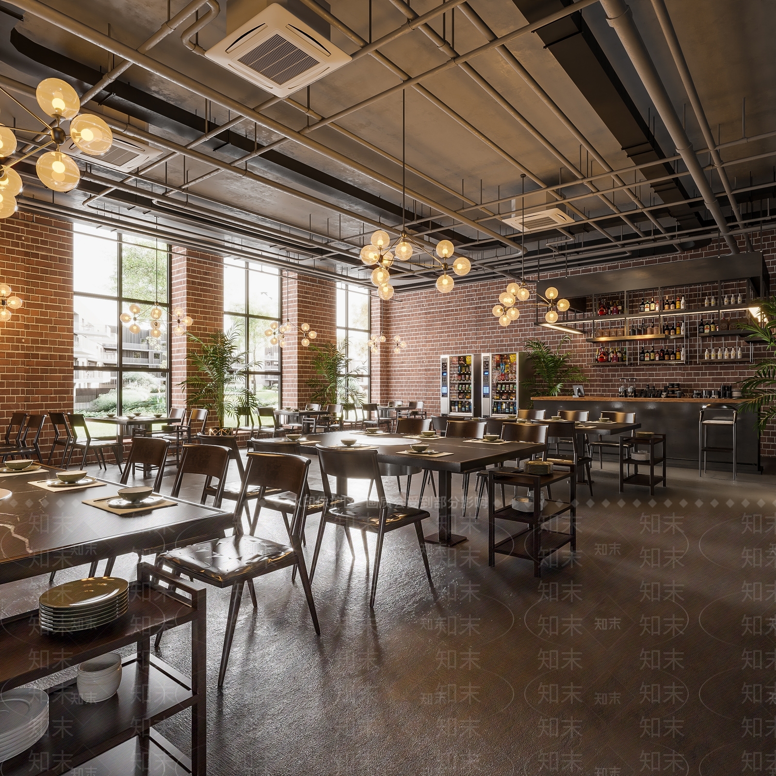 工业风火锅店3D模型下载【ID:1124200080】