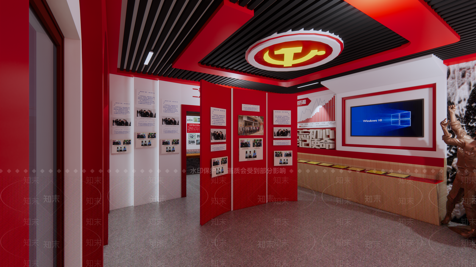 现代党建展厅SU模型下载【ID:1124201803】