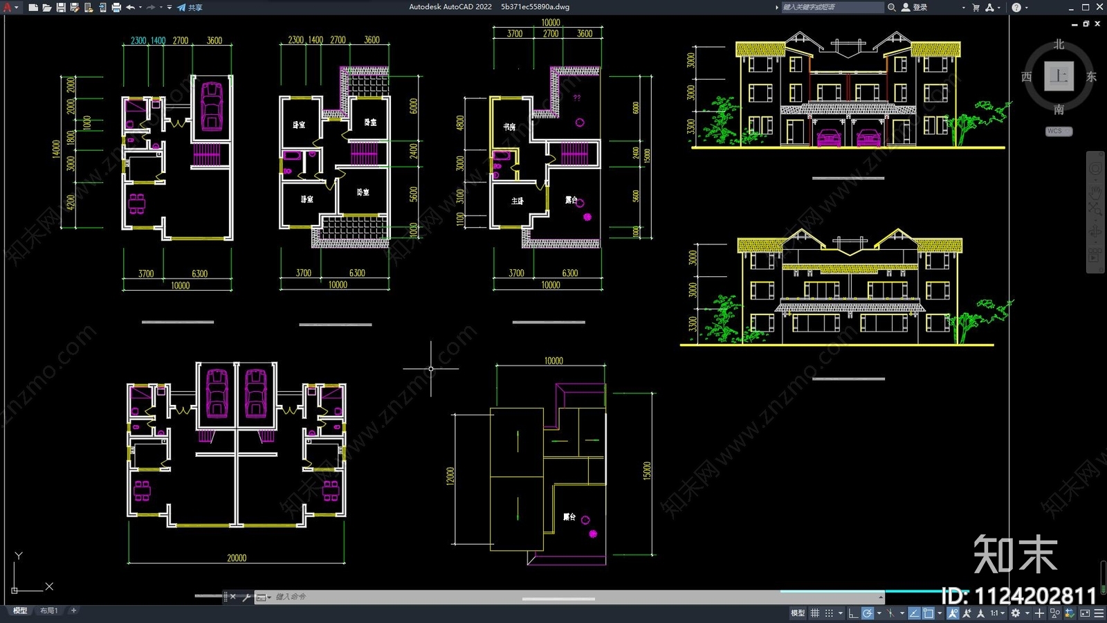 现代简约住宅小区建筑规划cad施工图下载【ID:1124202811】