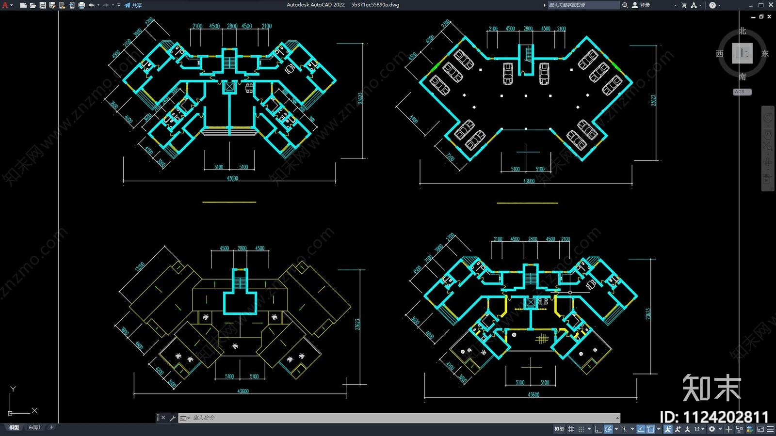 现代简约住宅小区建筑规划cad施工图下载【ID:1124202811】