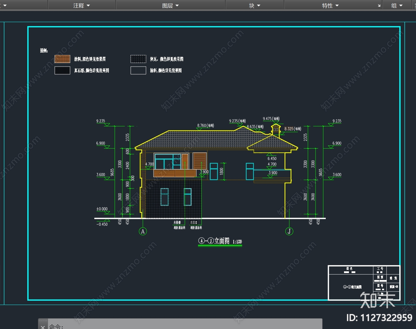 二层自建房别墅建筑设计cad施工图下载【ID:1127322959】