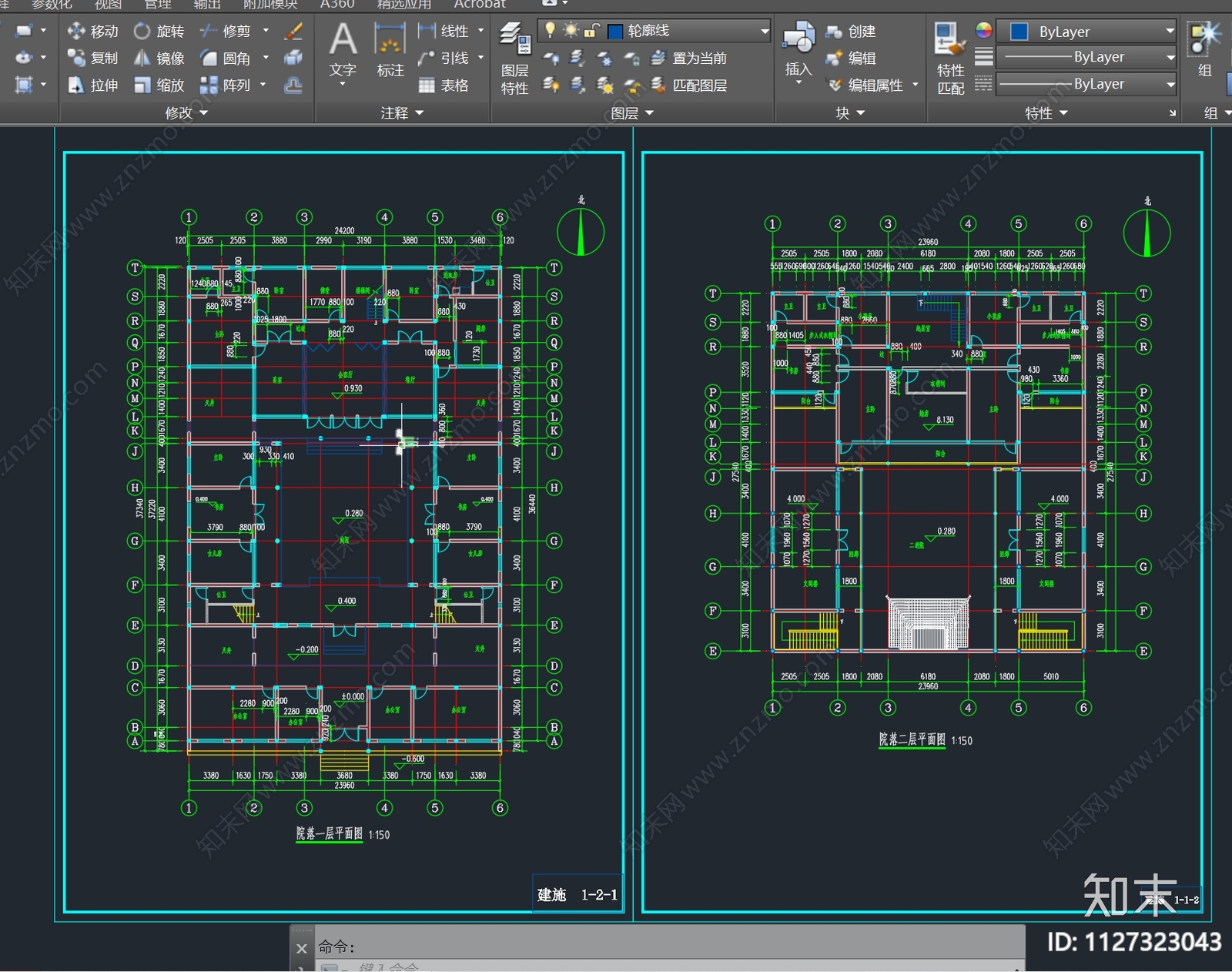 中式二层自建房别墅设计建筑施工图下载【ID:1127323043】