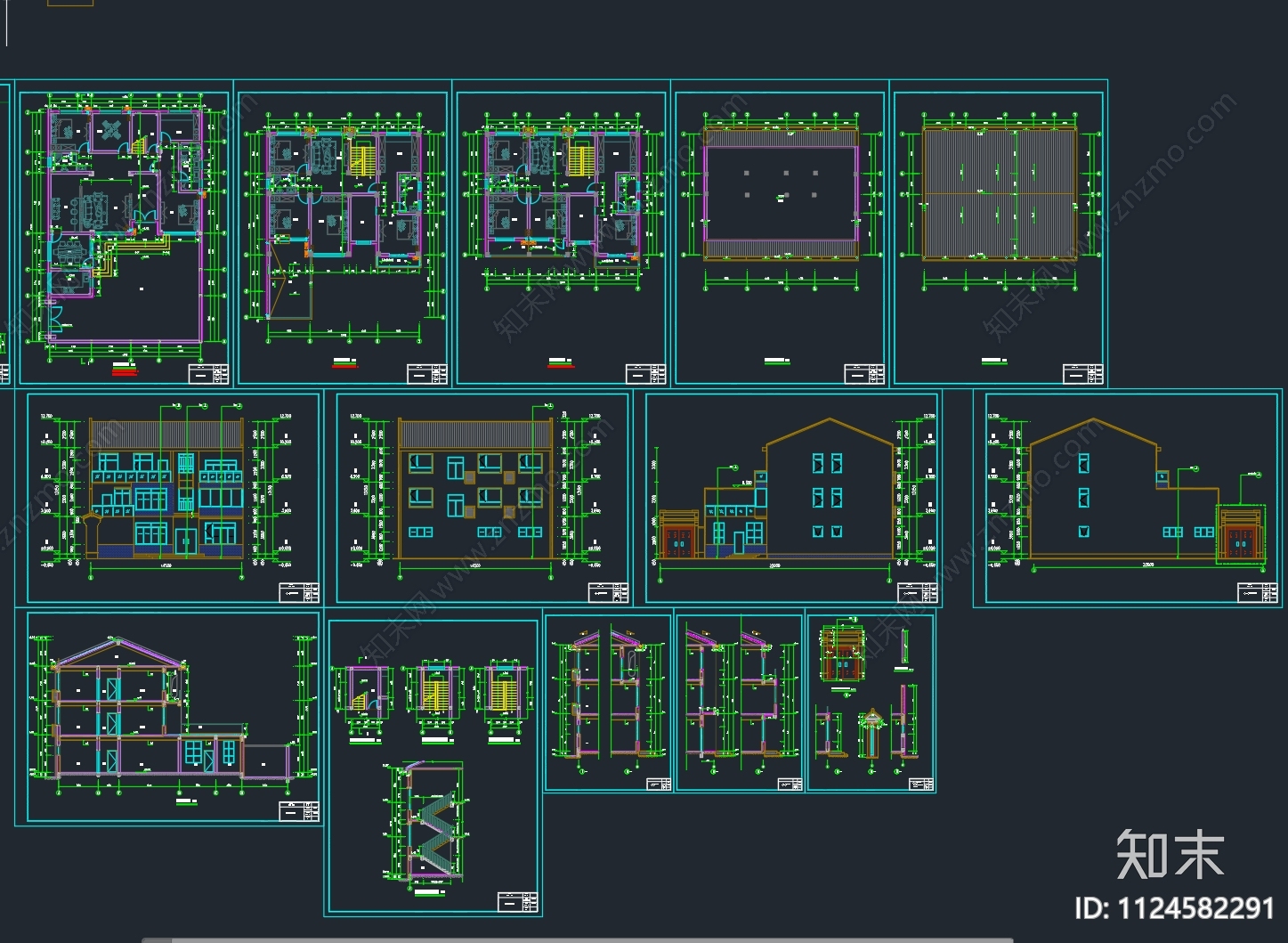 新中式自建房cad施工图下载【ID:1124582291】