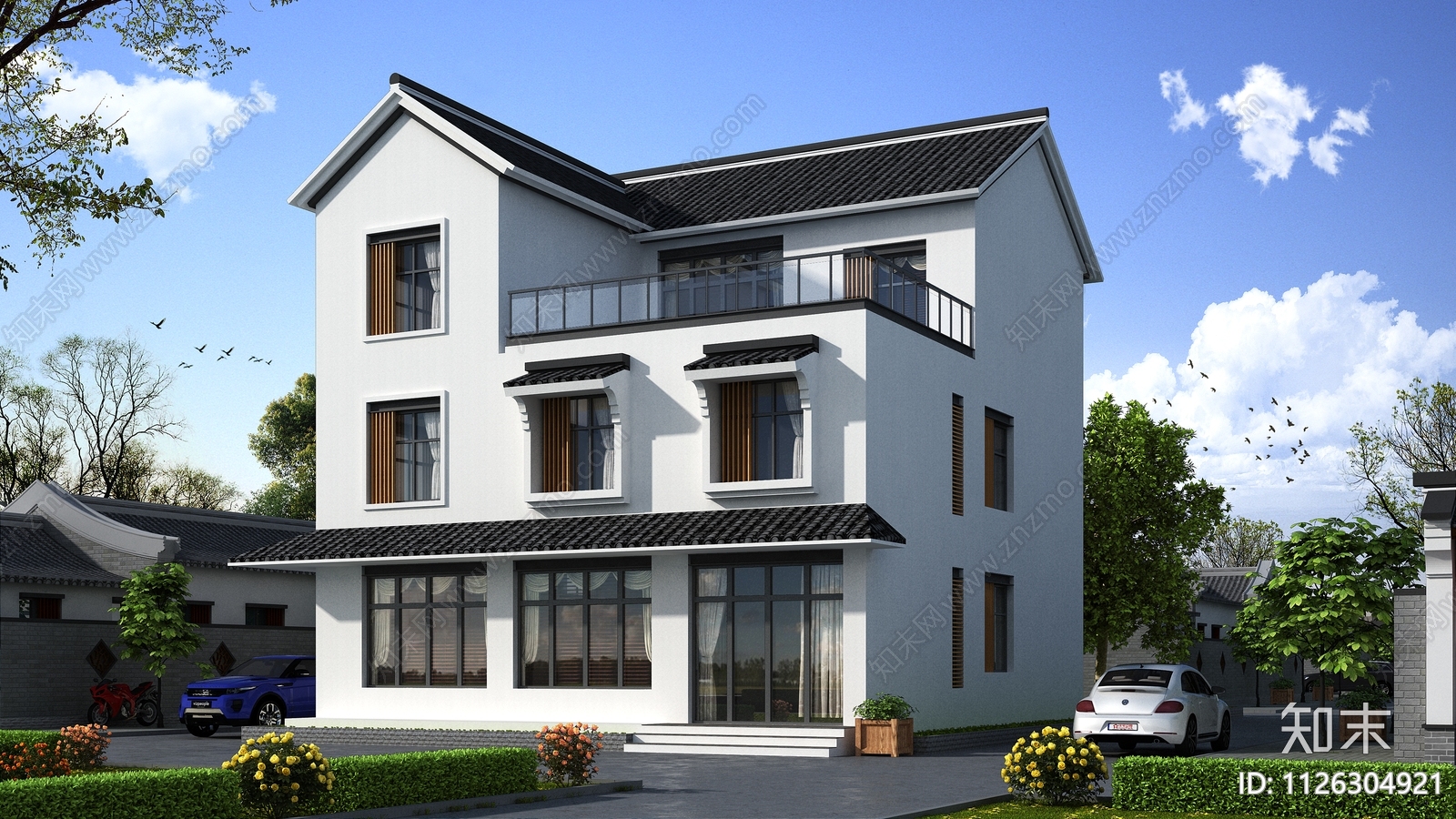 新中式自建房别墅设计建筑施工图下载【ID:1126304921】