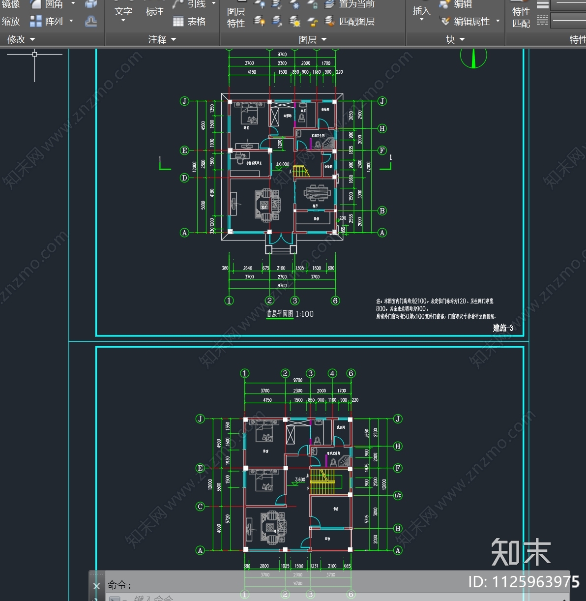 欧式三层自建房cad施工图下载【ID:1125963975】
