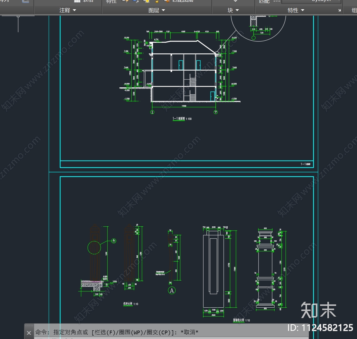 欧式二层双拼自建房cad施工图下载【ID:1124582125】