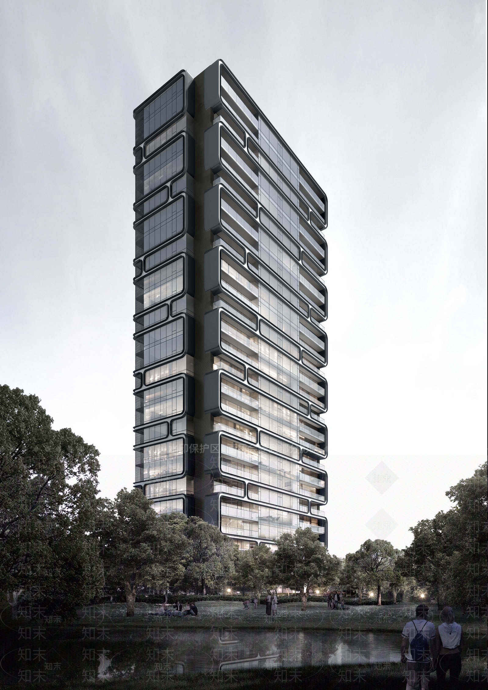 现代高层住宅SU模型下载【ID:1124210149】