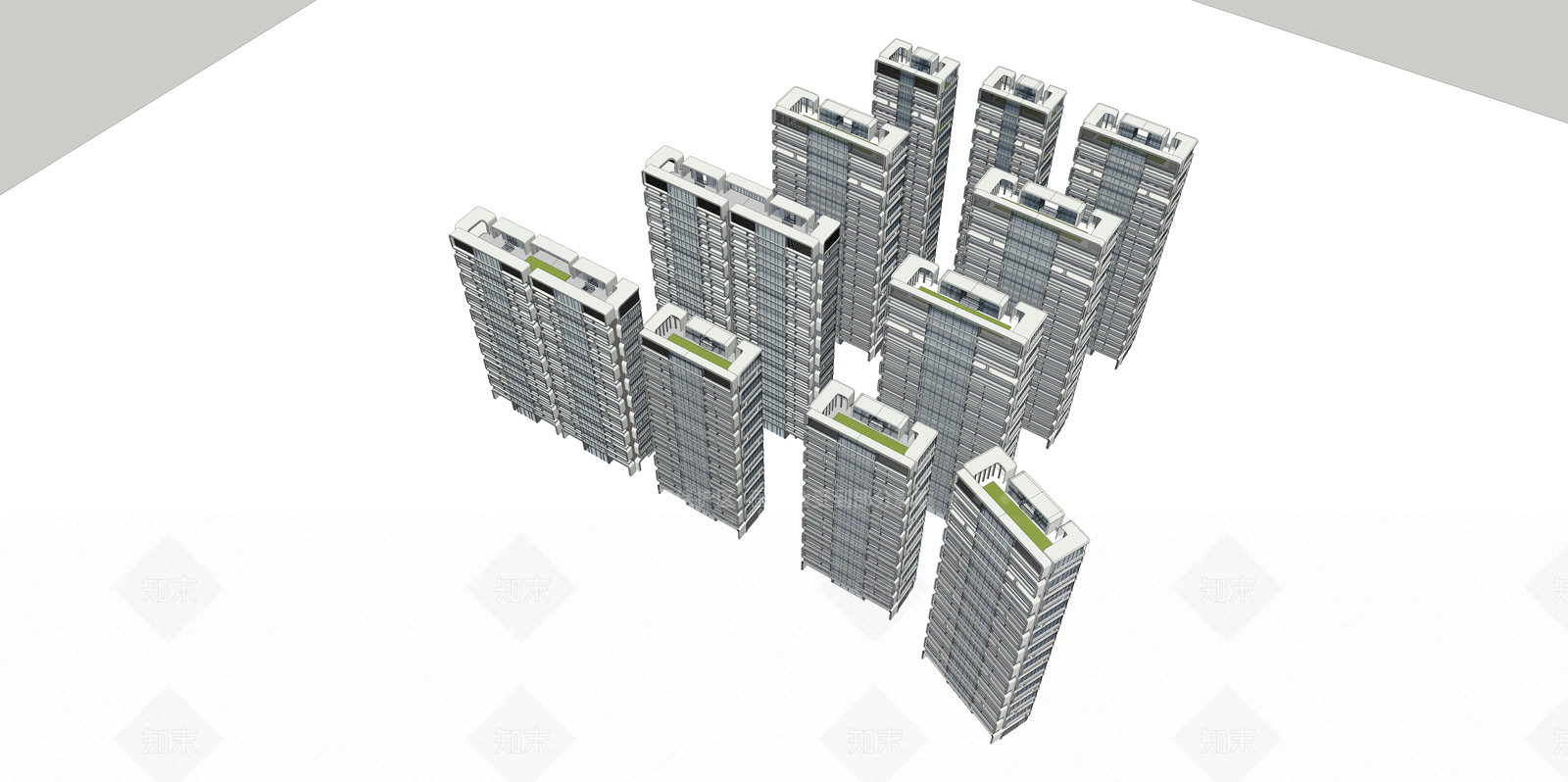 现代高层住宅SU模型下载【ID:1124210149】