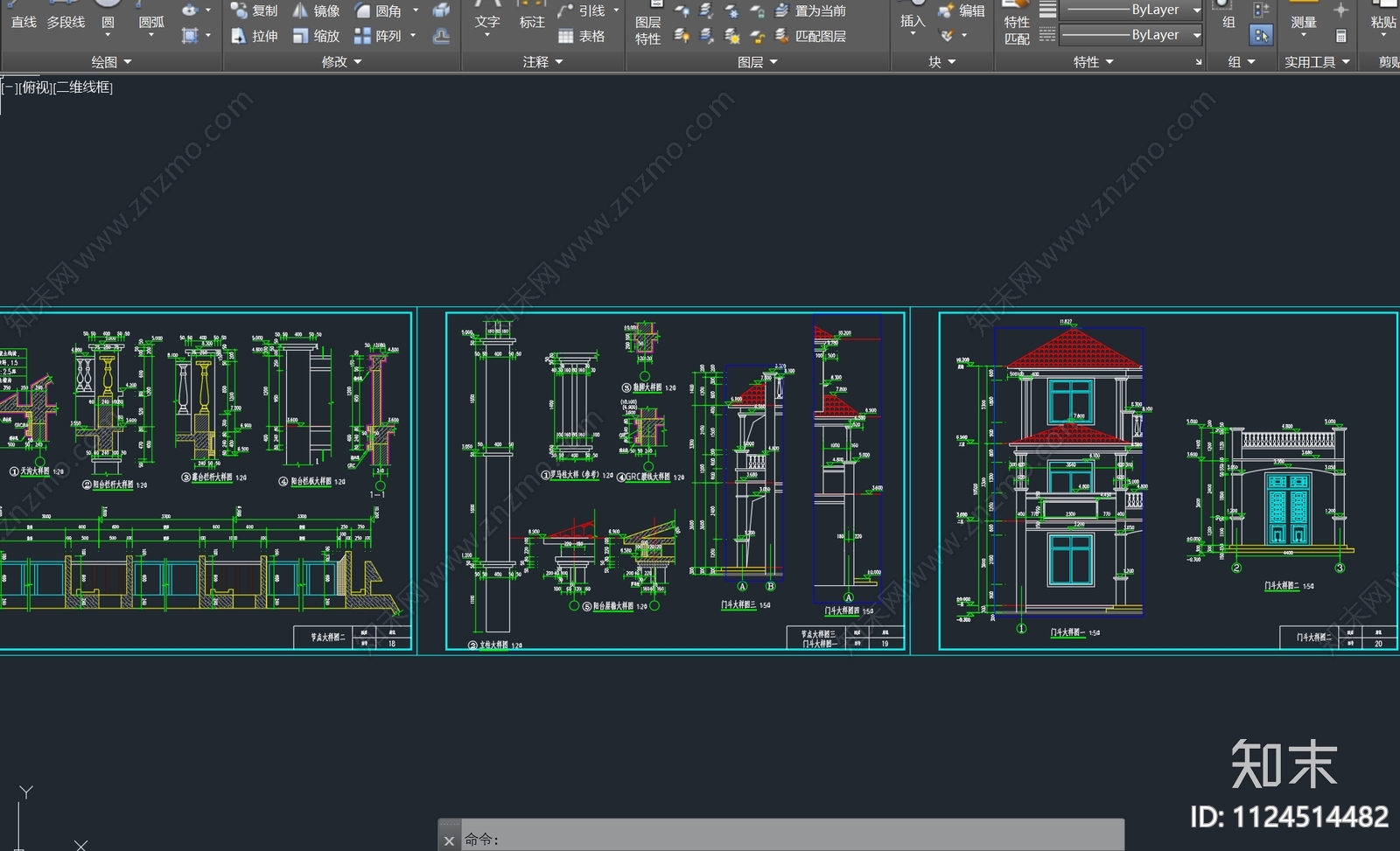 欧式三层自建房别墅设计建筑cad施工图下载【ID:1124514482】