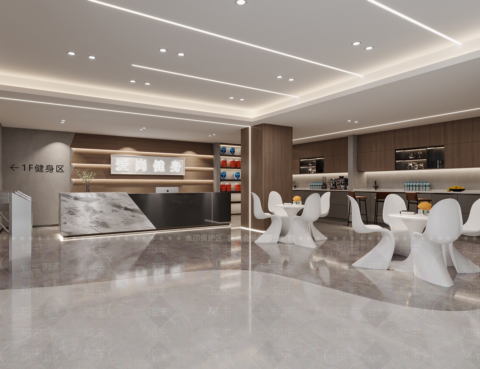 现代健身房前台3D模型下载【ID:1124216682】