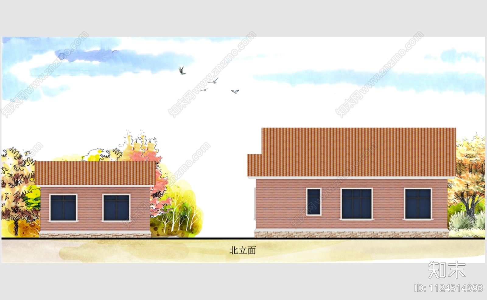 现代简约一层自建房别墅设计建筑cad施工图下载【ID:1124514993】