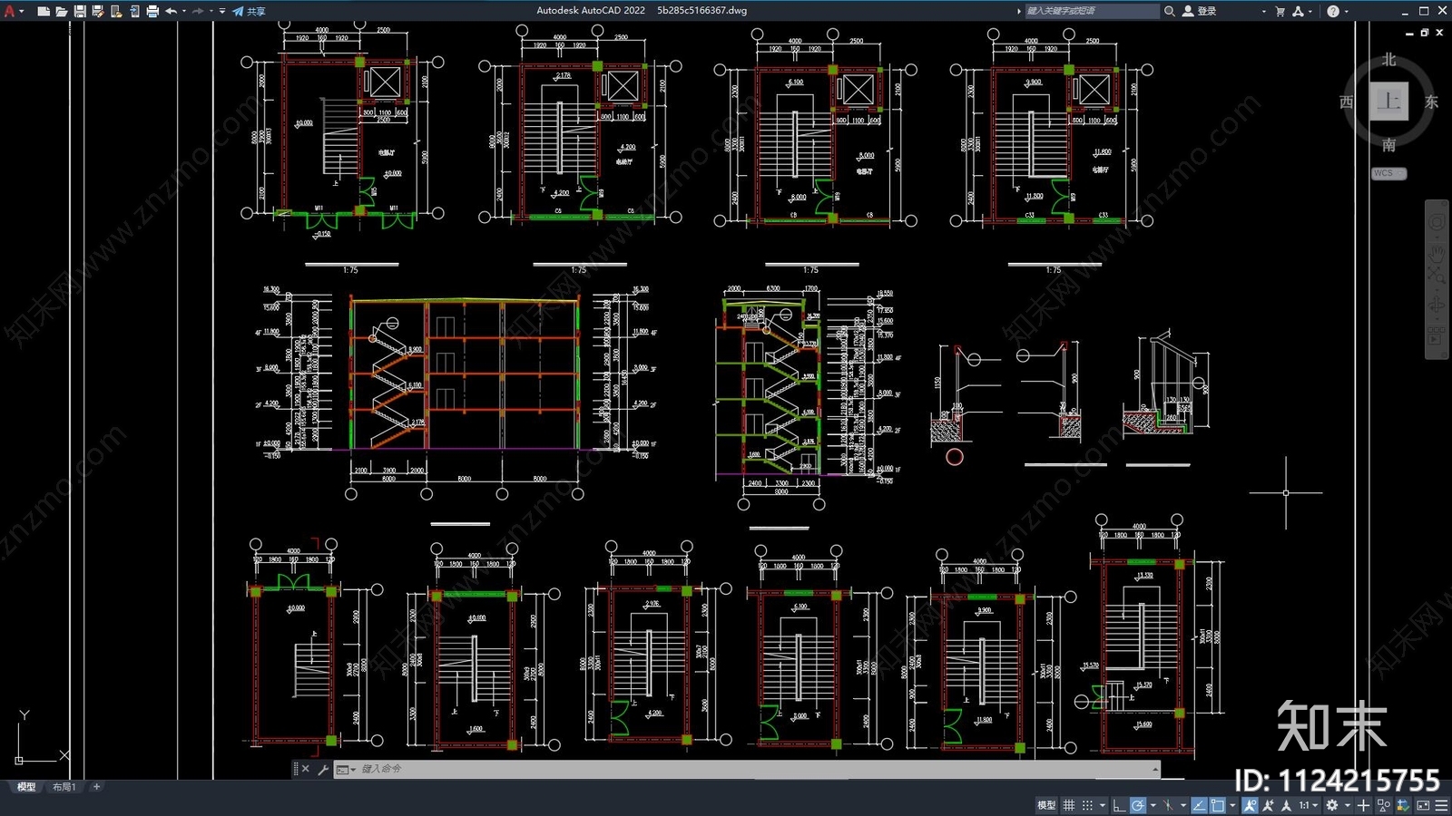 现代简约商务会所建筑cad施工图下载【ID:1124215755】