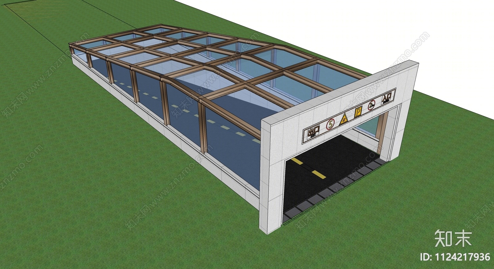 现代地下停车场入口SU模型下载【ID:1124217936】