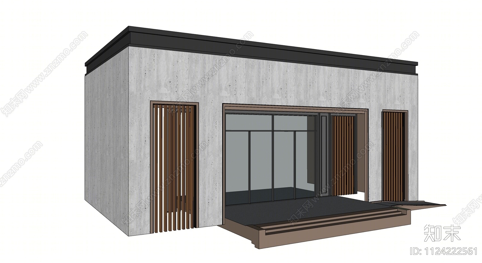 现代风格住宅入口大门SU模型下载【ID:1124222561】