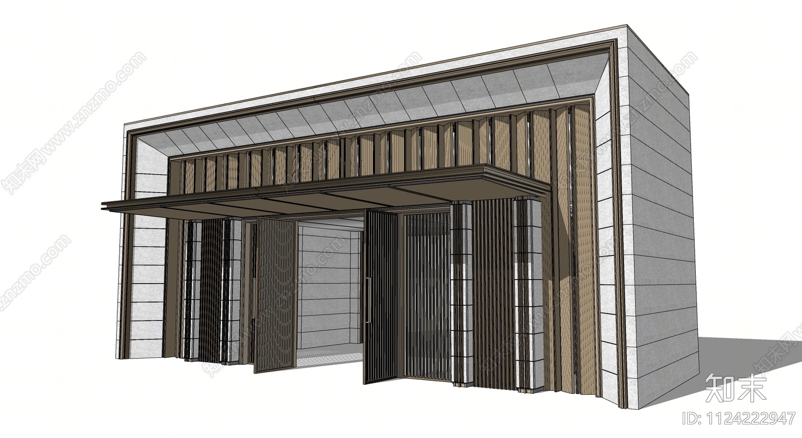 现代风格住宅入口大门SU模型下载【ID:1124222947】
