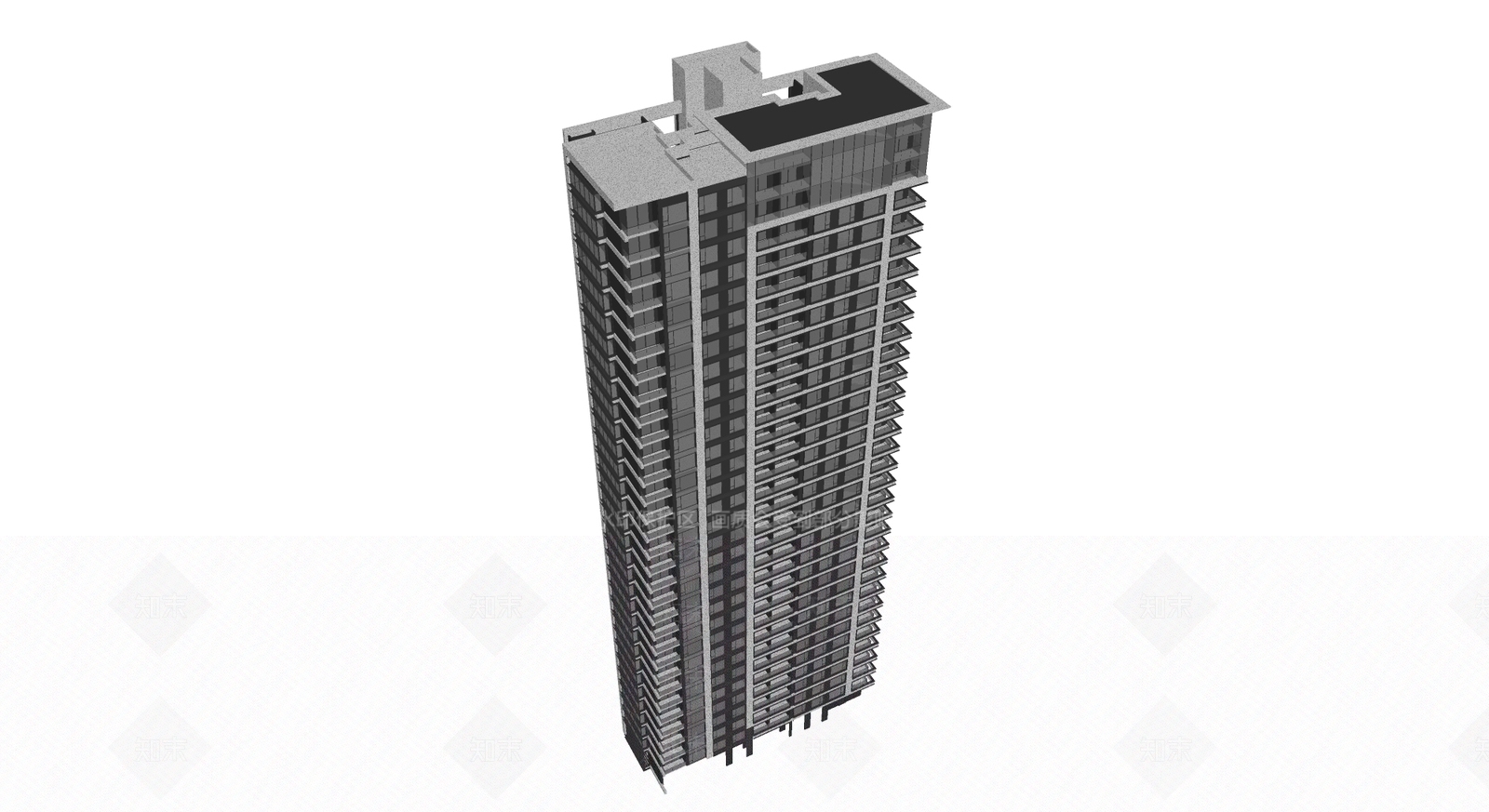 现代高层住宅建筑SU模型下载【ID:1124223322】