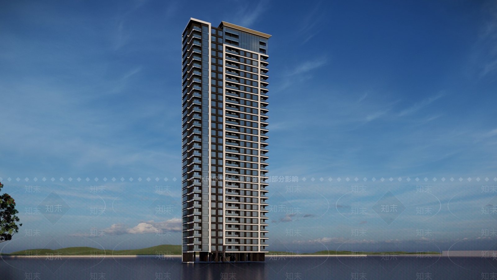 现代高层住宅建筑SU模型下载【ID:1124223322】