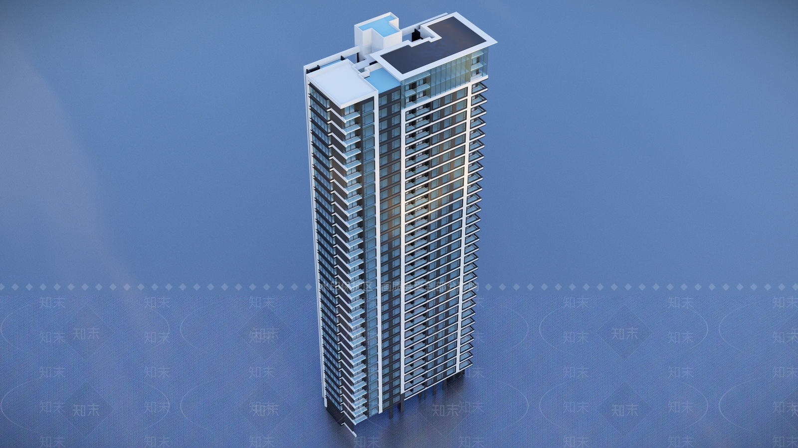 现代高层住宅建筑SU模型下载【ID:1124223322】