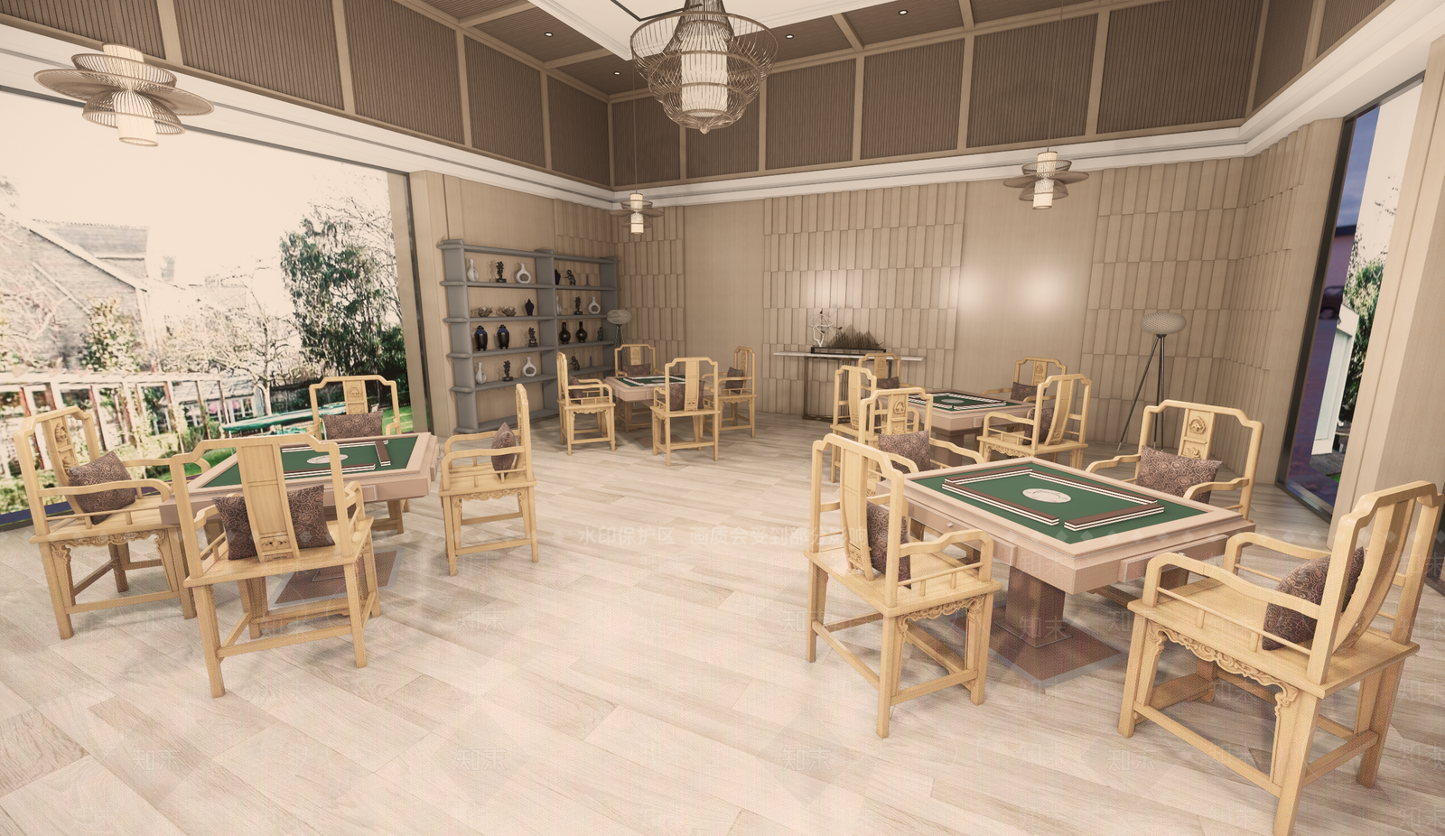 现代老年棋牌室SU模型下载【ID:1124225735】
