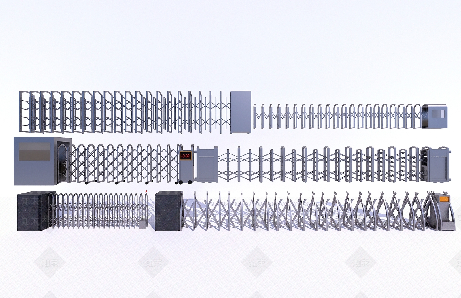 现代电动伸缩门SU模型下载【ID:1124229435】