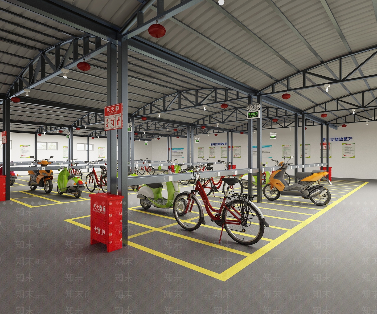 现代社区车棚3D模型下载【ID:1124231231】