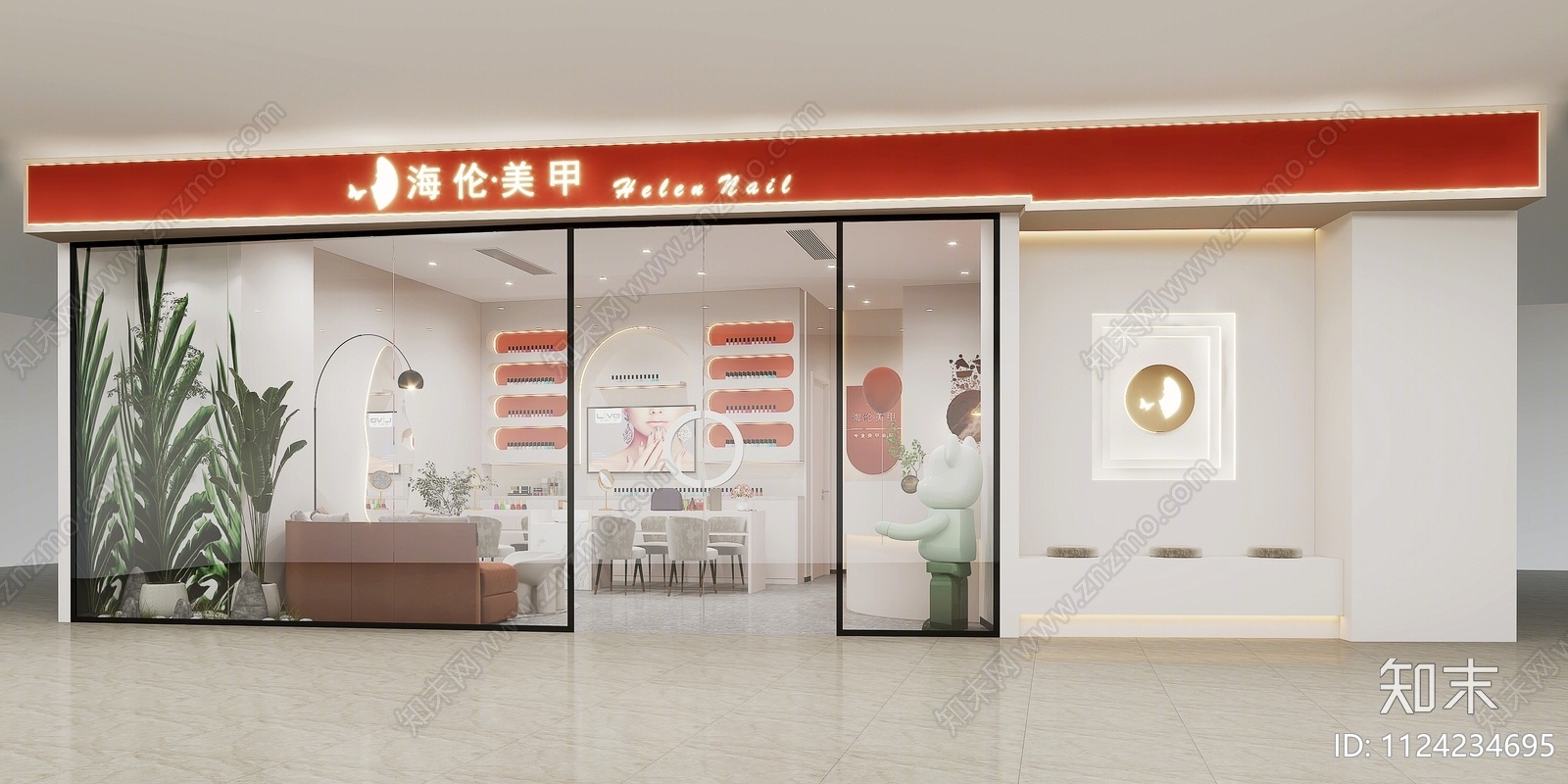 现代美甲店3D模型下载【ID:1124234695】