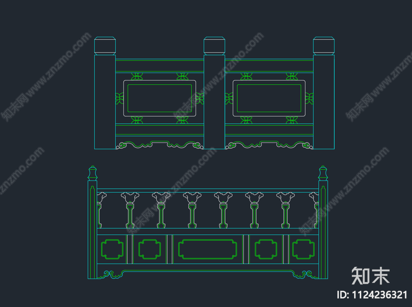 现代围栏cad施工图下载【ID:1124236321】