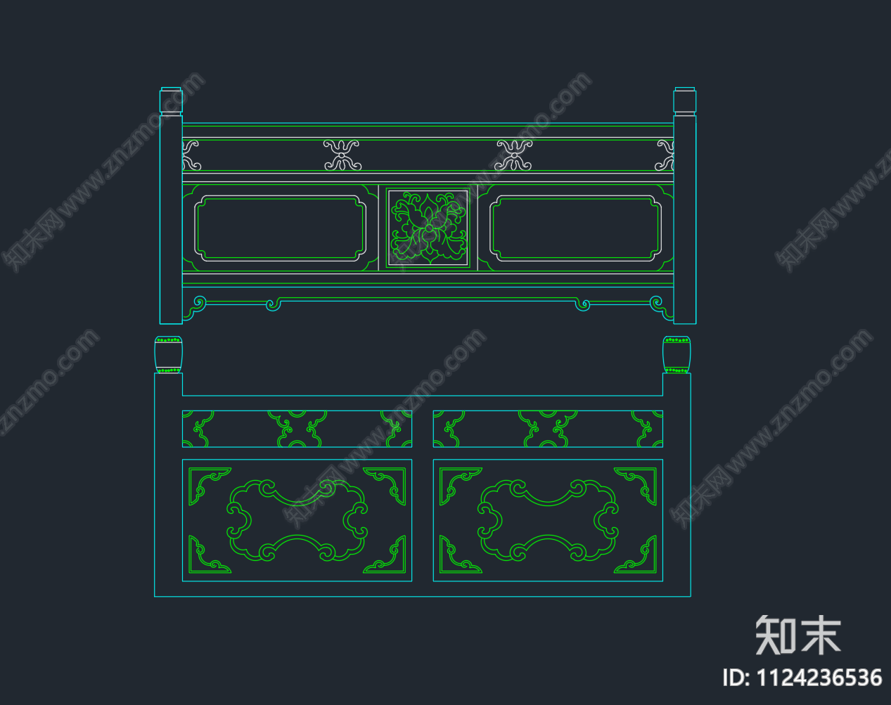 围栏围墙cad施工图下载【ID:1124236536】