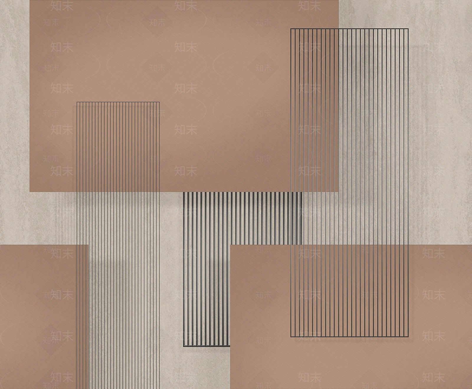 暖棕色几何条纹拼花壁纸贴图下载【ID:1124238941】