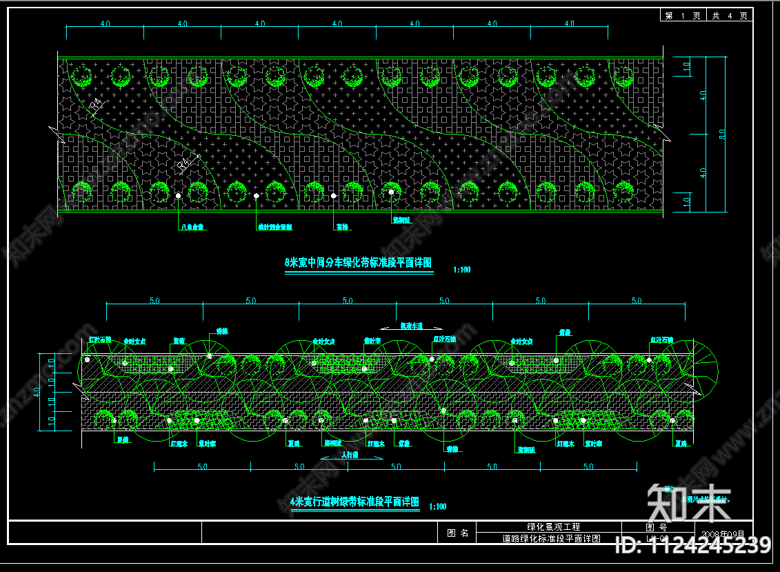 市政道路景观布局cad施工图下载【ID:1124245239】