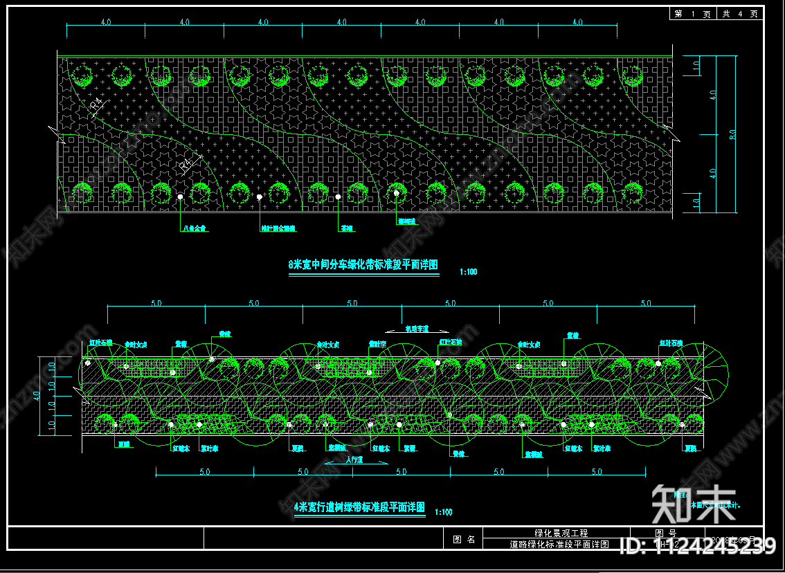 市政道路景观布局cad施工图下载【ID:1124245239】