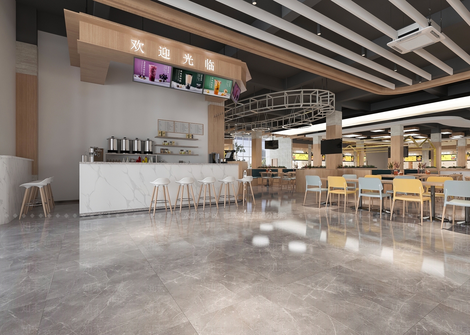 现代食堂3D模型下载【ID:1124246250】