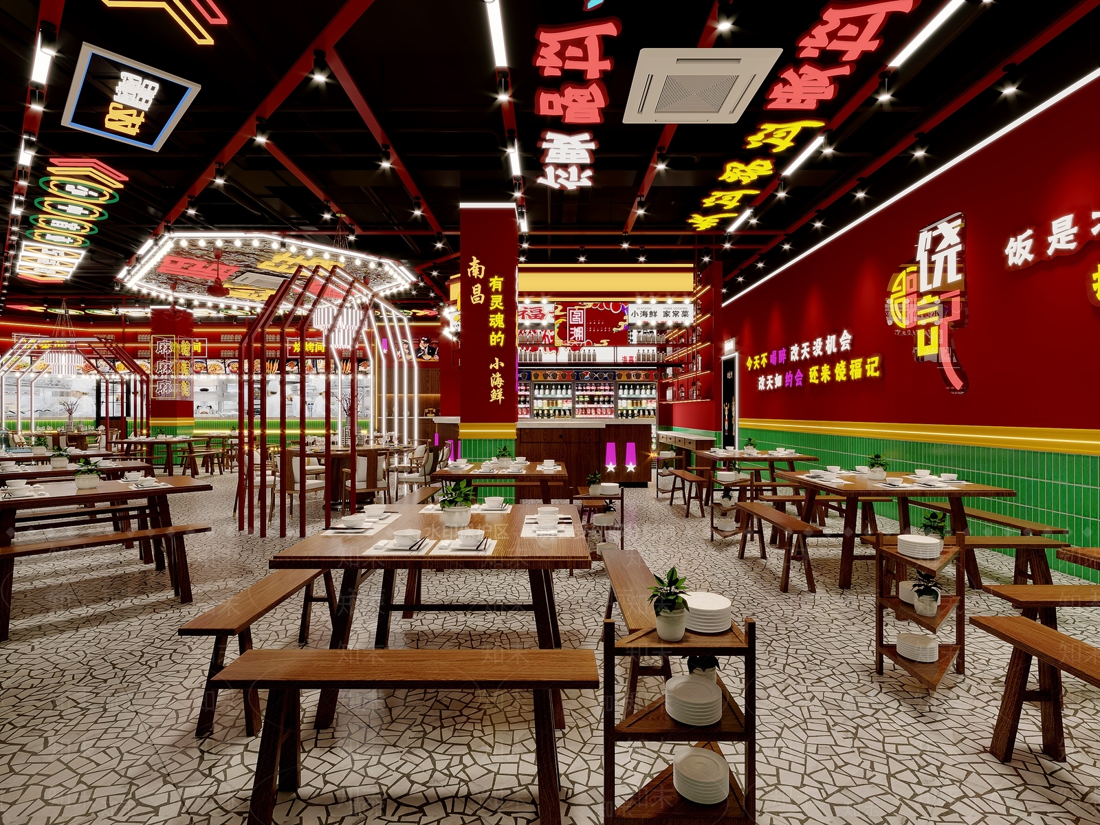 工业风火锅店3D模型下载【ID:1124249301】