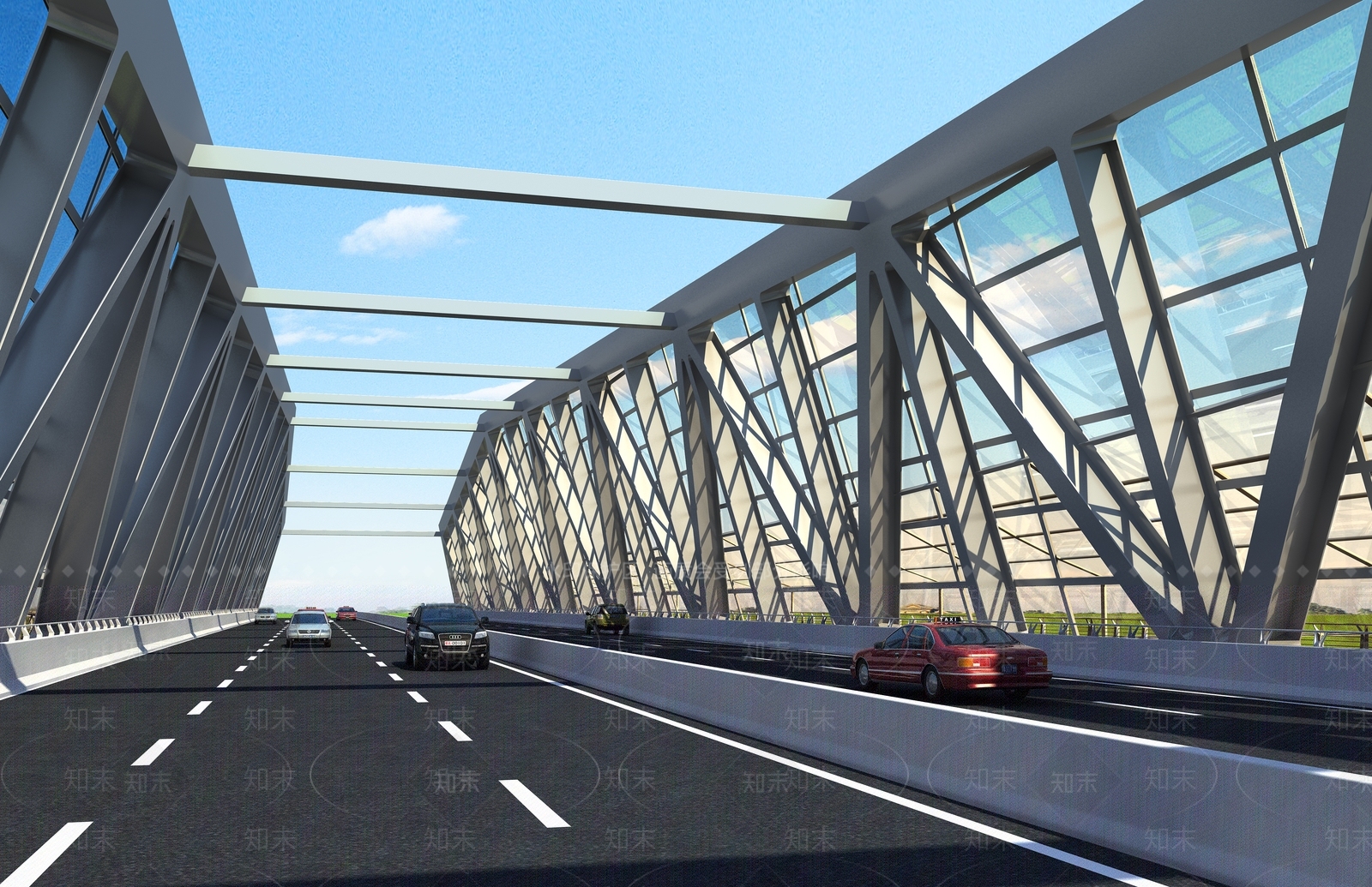 现代公路铁桥SU模型下载【ID:1124254195】