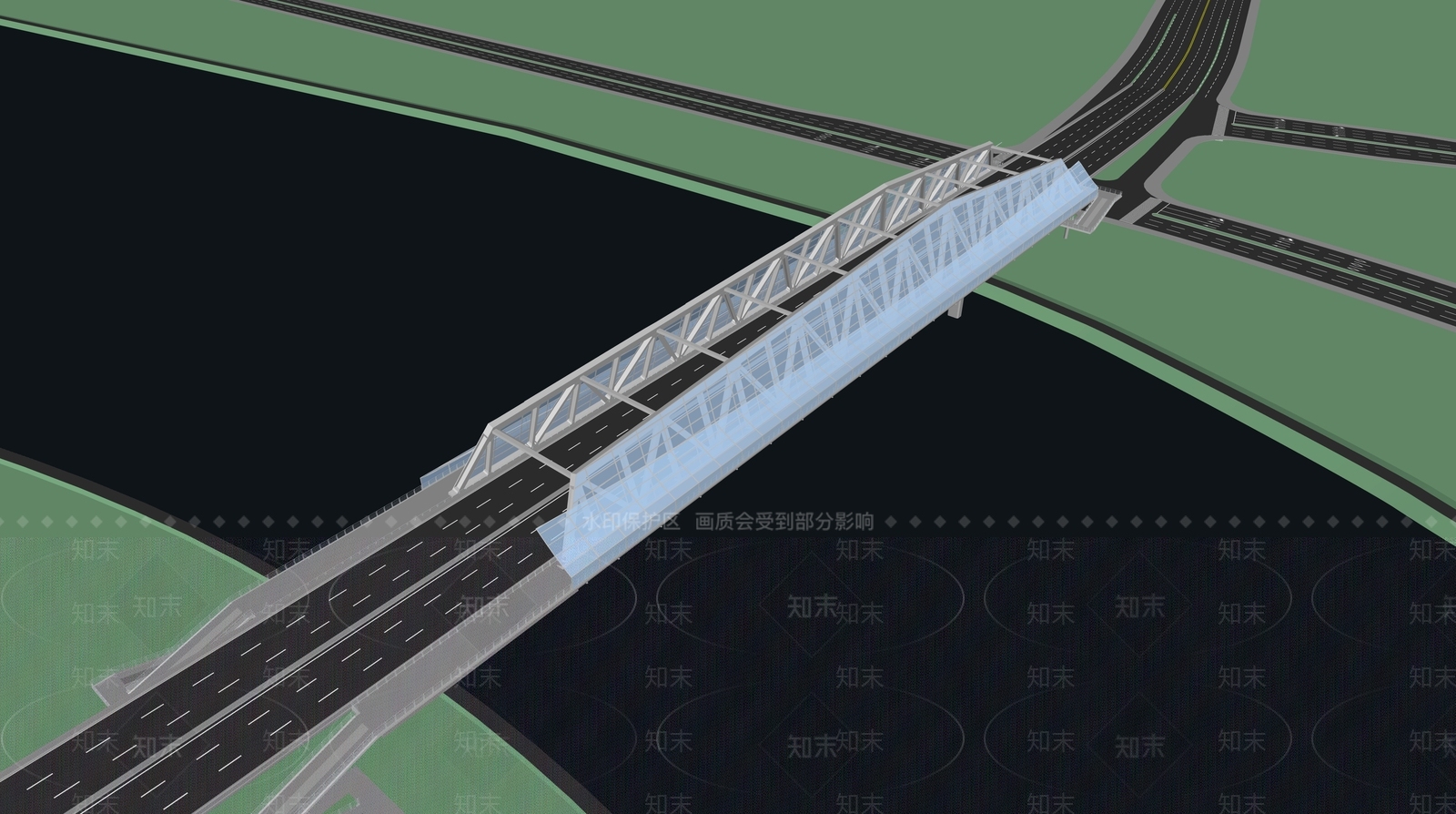 现代公路铁桥SU模型下载【ID:1124254195】
