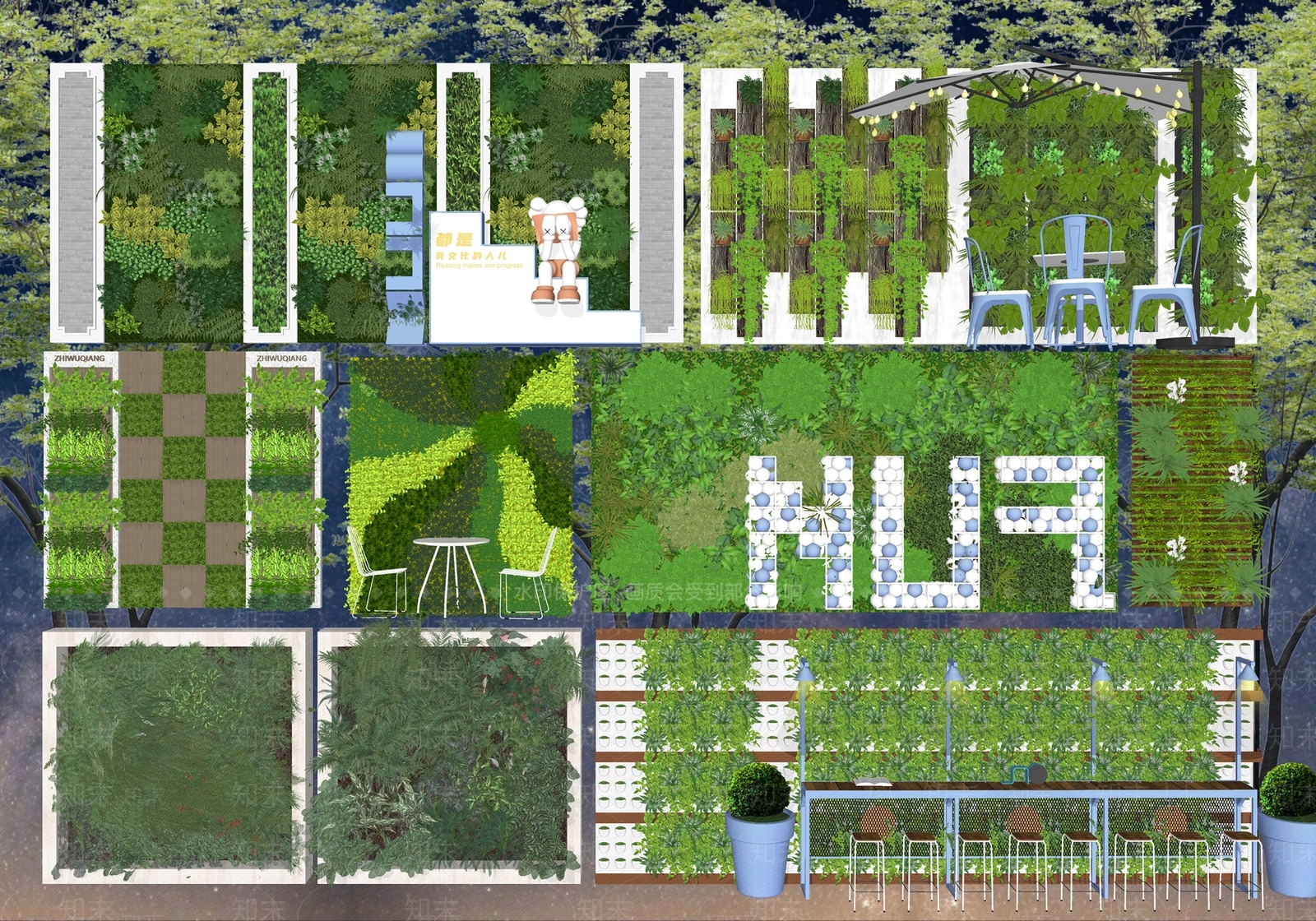 代绿植墙SU模型下载【ID:1124255362】