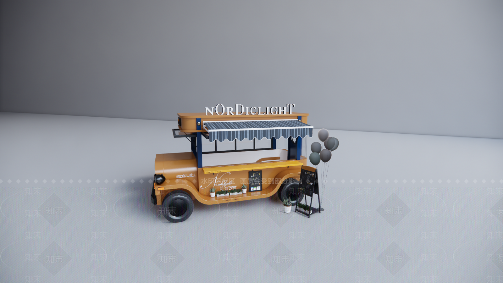 现代移动餐车SU模型下载【ID:1124255394】