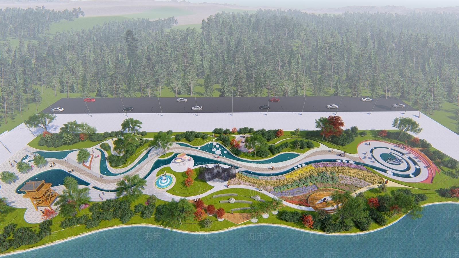 现代景观公园SU模型下载【ID:1124679783】