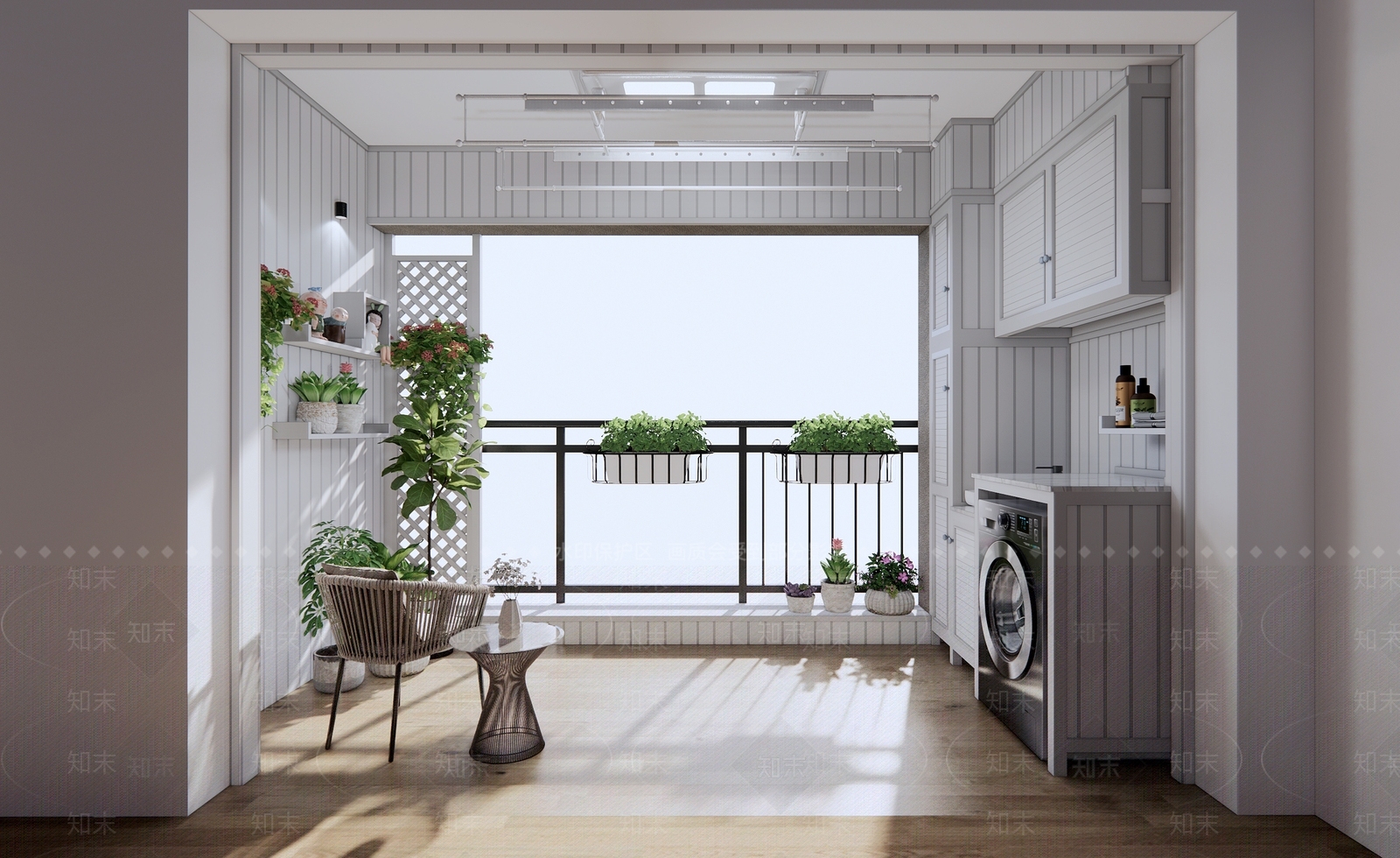 现代阳台3D模型下载【ID:1124260418】