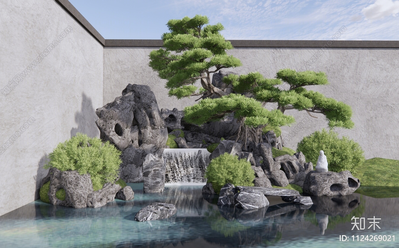 新中式假山水景3D模型下载【ID:1124269021】