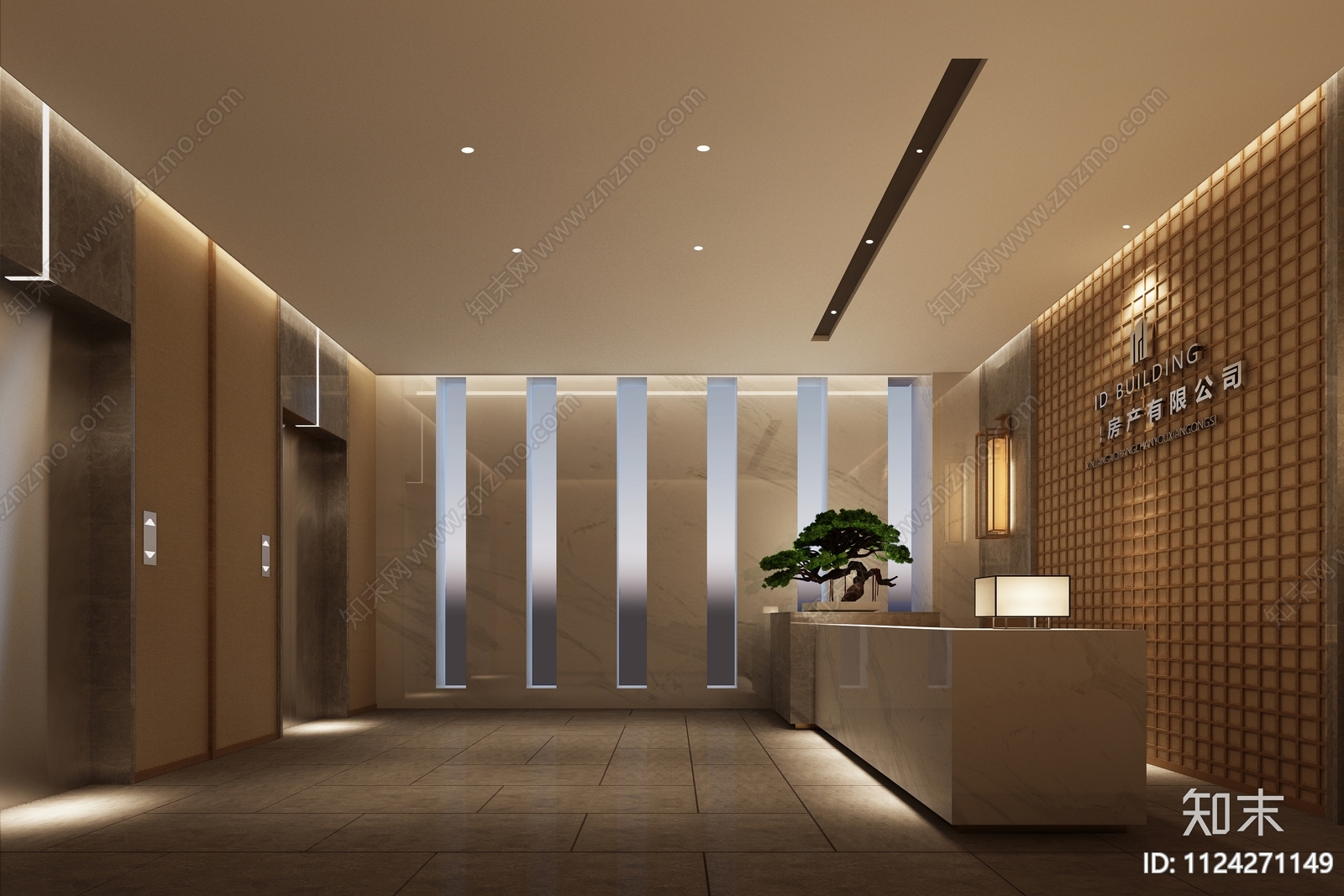 房产公司中式办公空间施工图cad施工图下载【ID:1124271149】