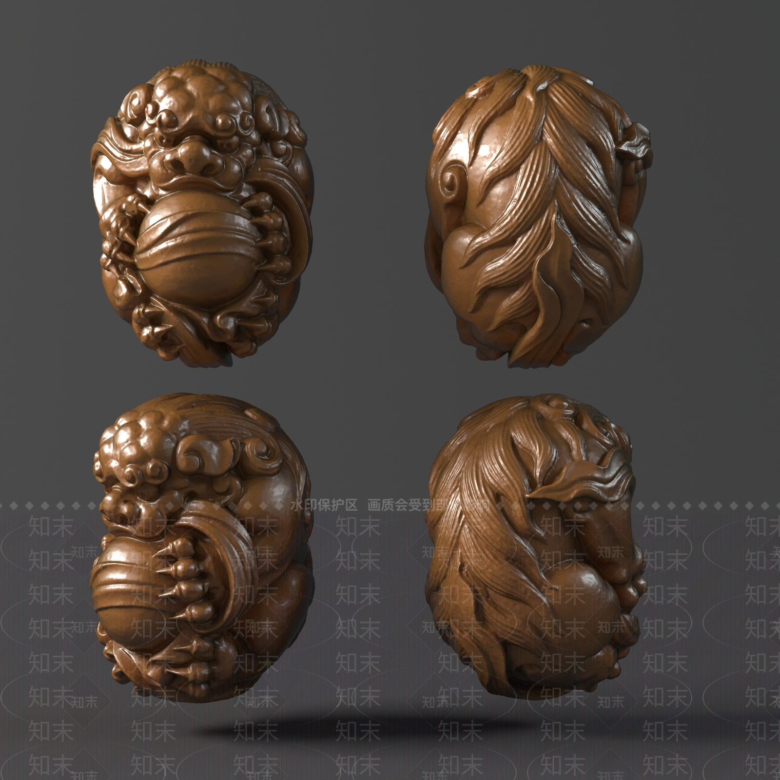 新中式狮子雕塑摆件3D模型下载【ID:1124271715】