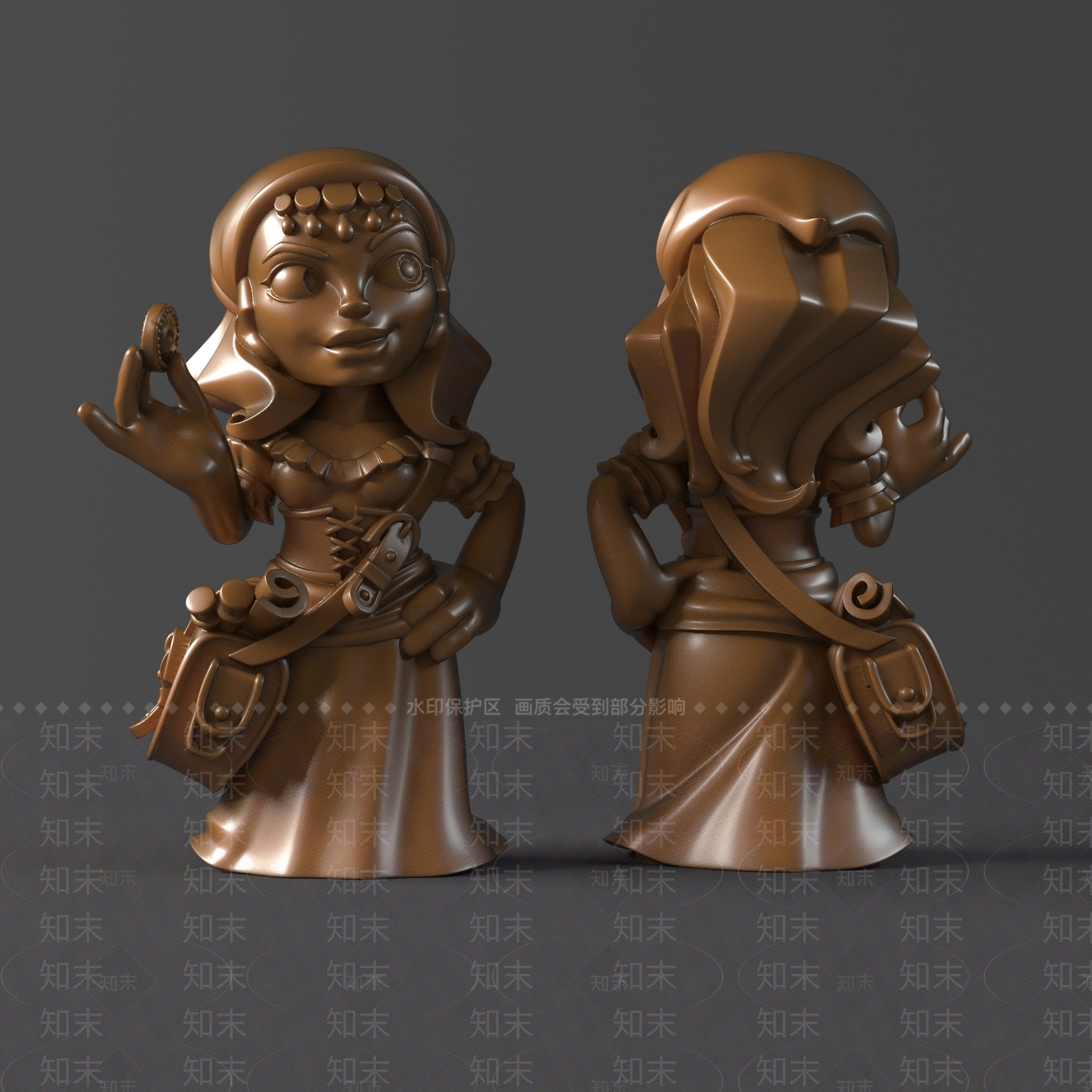 现代卡通人物雕塑摆件3D模型下载【ID:1124271817】