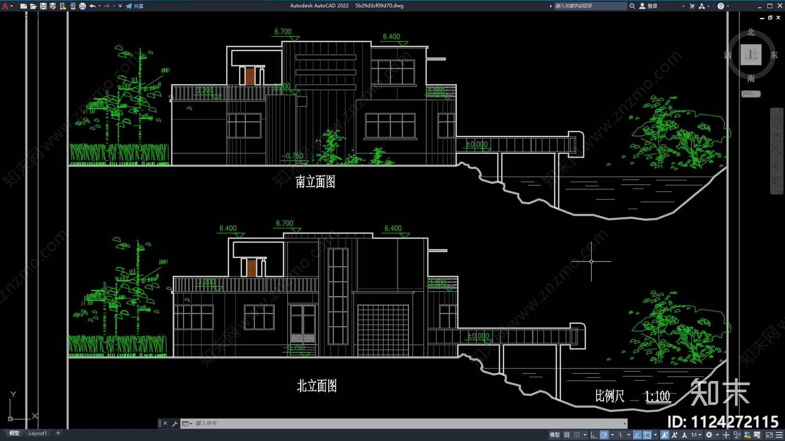 现代简约居住建筑cad施工图下载【ID:1124272115】