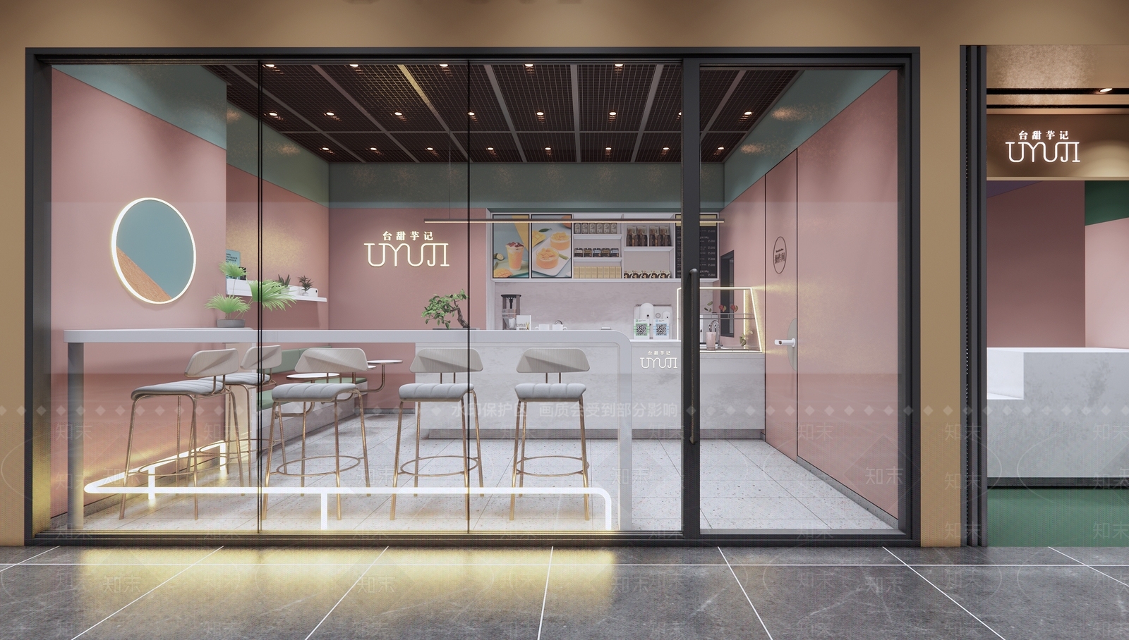 现代奶茶店3D模型下载【ID:1124275009】