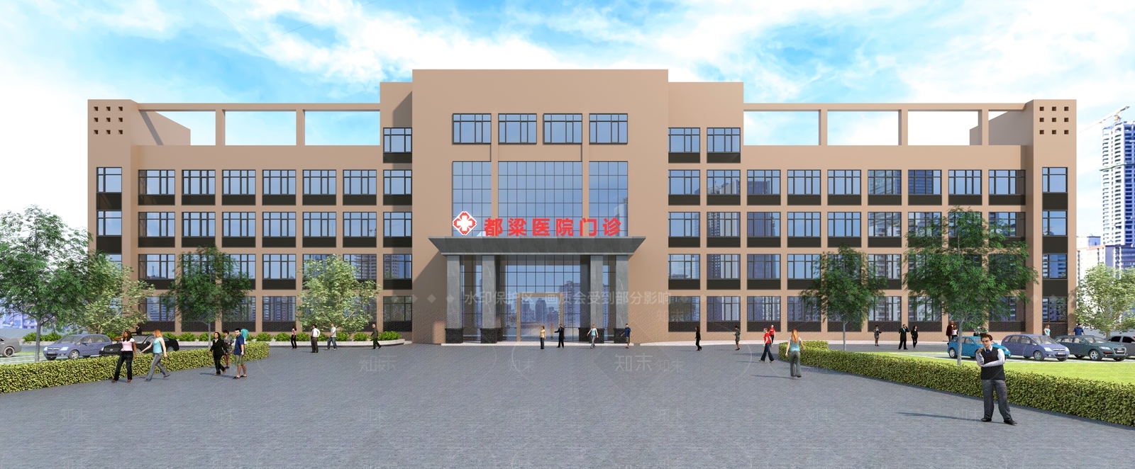 现代文体建筑3D模型渲染效果图