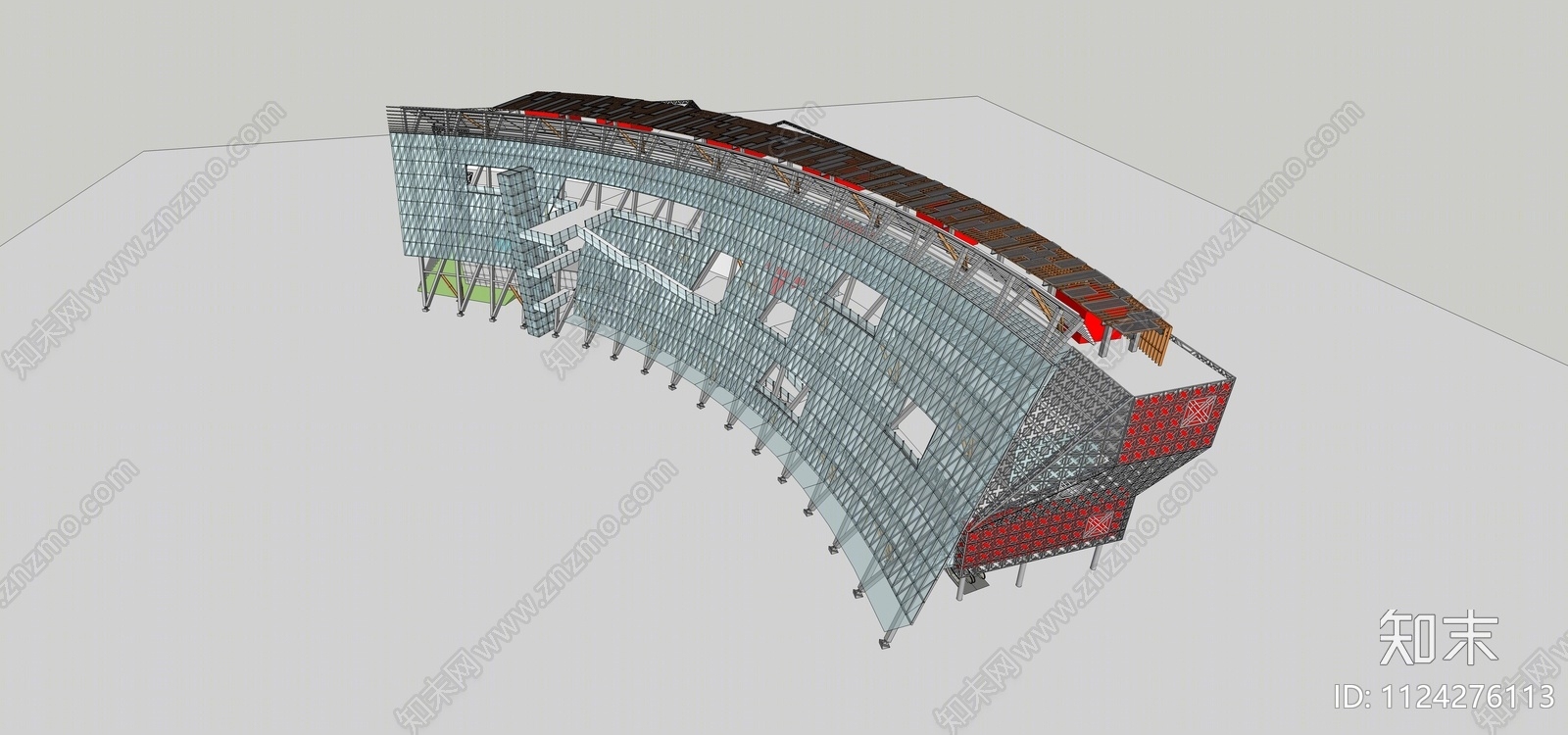 现代展览馆建筑SU模型下载【ID:1124276113】