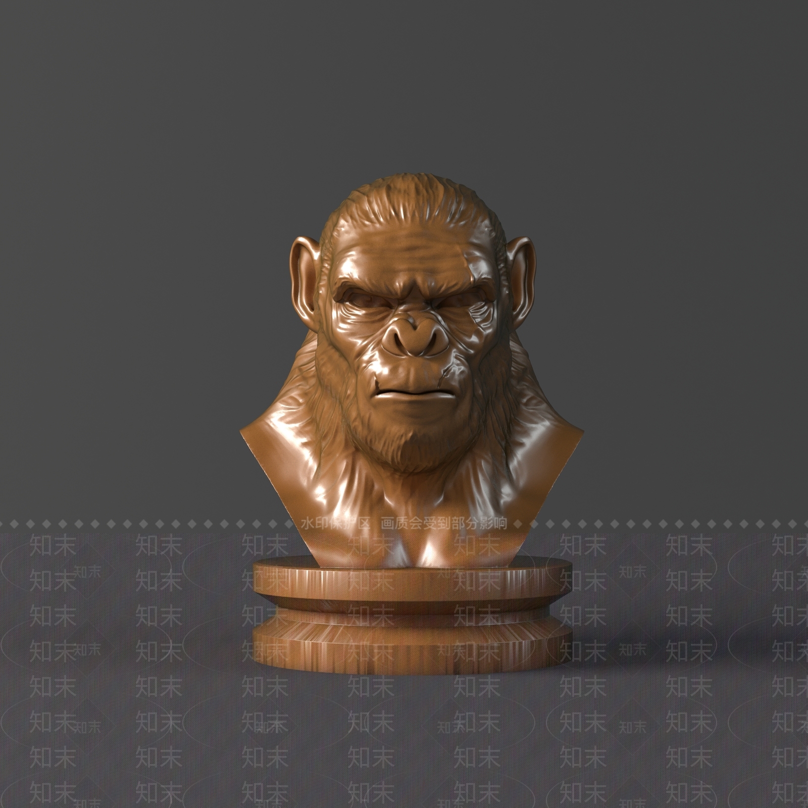 现代半身像猩猩雕塑摆件3D模型下载【ID:1124278371】