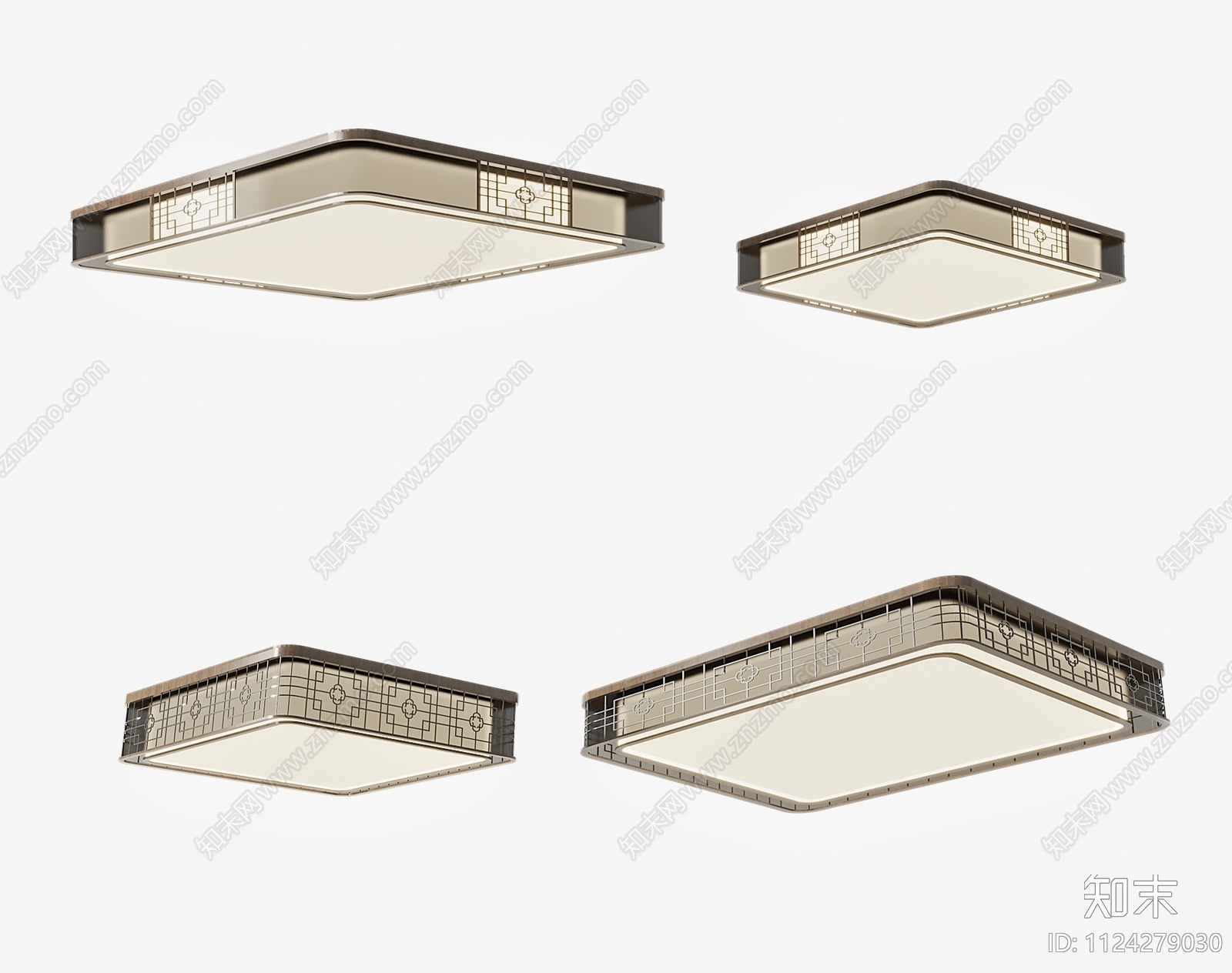 新中式吸顶灯3D模型下载【ID:1124279030】